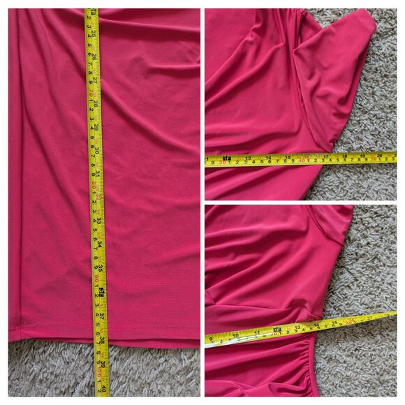 Lauren Ralph Lauren Babydoll Wrap Dress 6 Pink Stretch Career Work Y2K Barbie - Picture 6 of 8